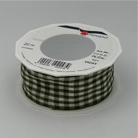 Band Vichy olive/creme 40 MM 20 Meter, 40 mm