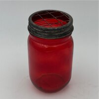 Glas rot mit Geflecht H.13 cm