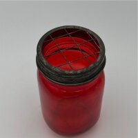 Glas rot mit Geflecht H.13 cm