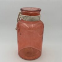 Glas Vase mit Band Orange  H 26 D 14cm