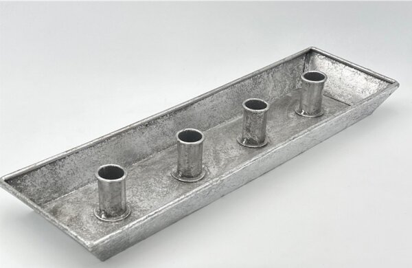 Metall Stabkerzenhalter Tablett silber  45x13x5,2cm