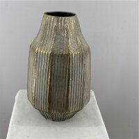 Vase Metall 39 x 24 Cm Gold Antikgrau washed
