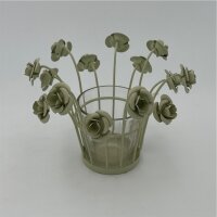 Glashalter rose grün metall, 17x11,5 cm